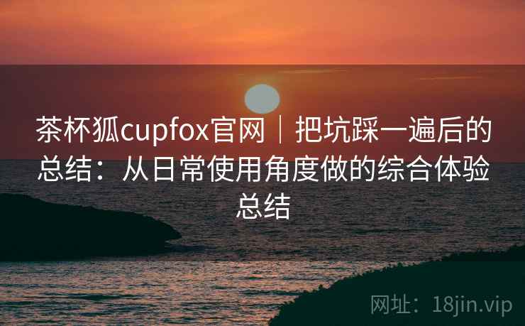 茶杯狐cupfox官网｜把坑踩一遍后的总结：从日常使用角度做的综合体验总结
