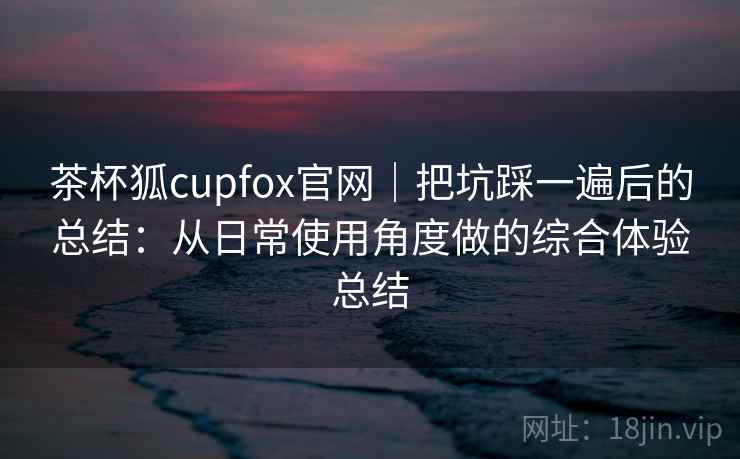 茶杯狐cupfox官网｜把坑踩一遍后的总结：从日常使用角度做的综合体验总结