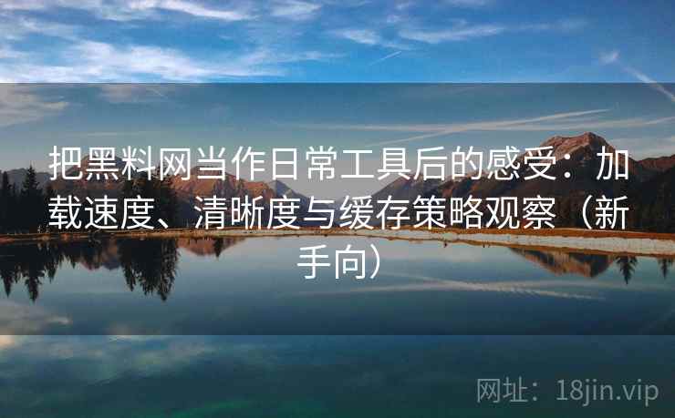 把黑料网当作日常工具后的感受:加载速度、清晰度与缓存策略观察(新手向) 把黑料网当作日常工具后的感受:加载速度、清晰度与缓存策略观察(新手向)